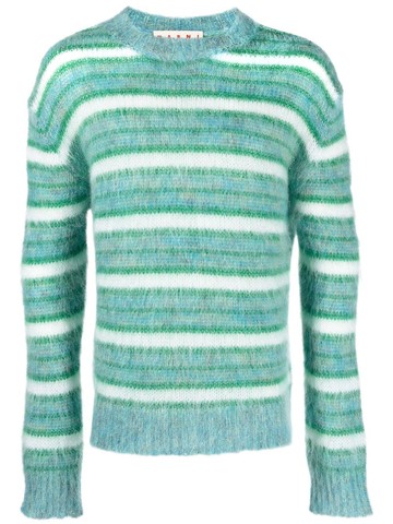 Marni - striped round-neck jumper - men - Mohair/Polyamide/Wool - 50 - Blue