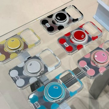 韓系ins波點磁吸摺疊支架適用iPhone17promax蘋果16手機殼15新款
