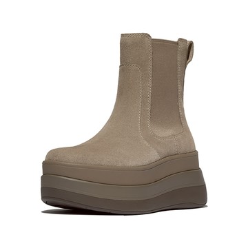 F-MODE 厚底麂皮切爾西靴-灰褐色