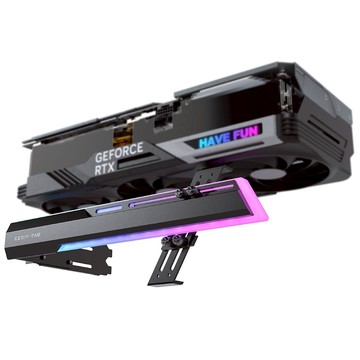 EZDIY-FAB ARGB 通用式顯卡支架 黑/白 5V ARGB 動態燈效 可伸縮支撐架 鋁合金面板 多方向可調
