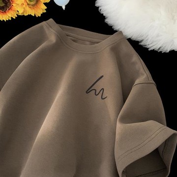 260g重磅t恤男夏季薄款寬松男裝上衣美式復古vintage小領口短袖潮