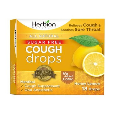 Cough Drops Sugar Free Honey Lemon 18 Lozenges by Herbion Naturals