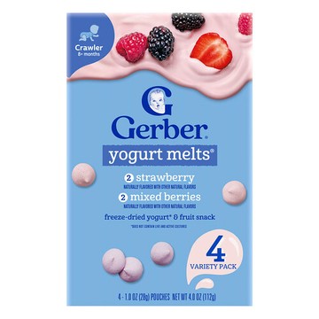 Gerber, 酸乳溶豆®，8 個月以上，什錦口味，4 包，每包 1 盎司（28 克）