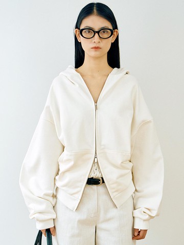 Back String Cotton Zip Hoodie