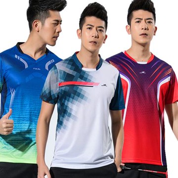 男款單上衣速干短袖羽毛球服