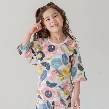 聽見鳥兒的聲音-輕透空氣衣七分袖韓國童裝-K17207