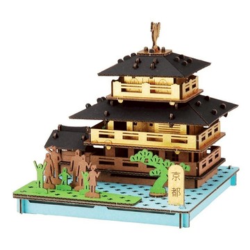 Hacomo PUSU 3D系列 紙模型 療癒系DIY拼圖 益智玩具  京都鹿苑寺  1組  150片