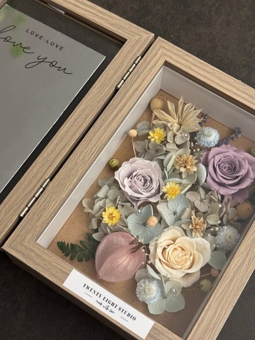 木盒永生相框花 夢幻紫款 可客製