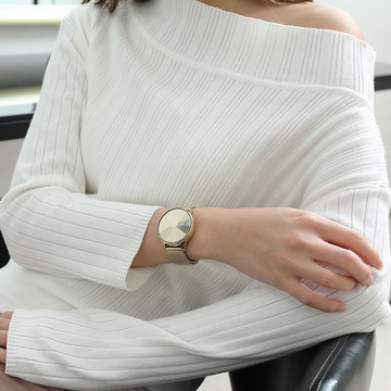 THE DIAMOND 系列 - LED金色不鏽鋼手錶