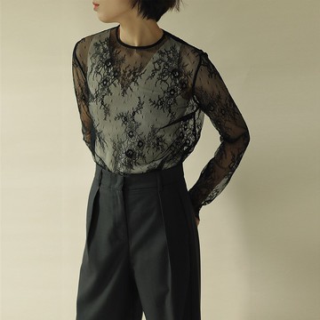 黑色蕾絲長袖內搭打底衫
