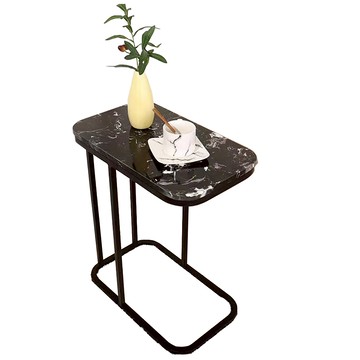 【Easy buy 居家生活】時尚風仿大理石紋單層茶几桌/邊桌黑武士