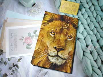動物系列-美國限量布薄棉款大圖獅子臉布書衣-布書套-適用A5/25K