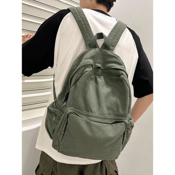 帆布背包男2025新款森系復古百搭簡約初中大學生書包女旅行雙肩包