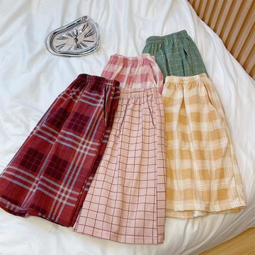 睡褲女士夏季純棉大碼居家短褲大褲衩彩格人造棉綢可外穿薄款夏天