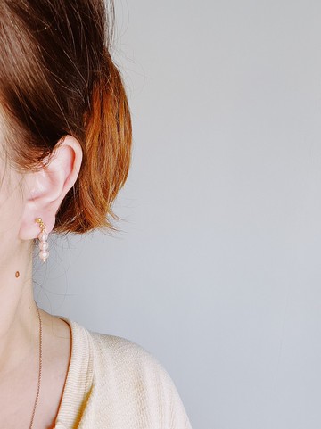 Enko | 追回大人的模樣 14K包金 粉色淡水珍珠耳環耳夾