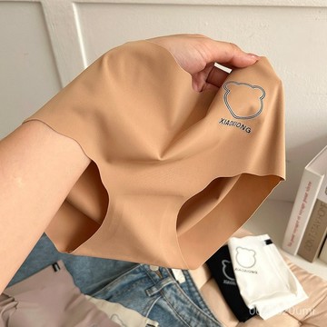 今天買明天到】小熊冰絲內褲女襠女士薄款中腰透氣親膚無痕內褲少女生三角褲 U8U8