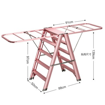 優樂悅~家用多用途樓梯落地陽臺曬被梯子晾衣架加厚鋁合金室內折疊人字梯