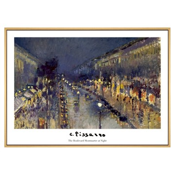 菠蘿選畫所 畢沙羅 夜晚的蒙馬特大道 留白版 AVAR4676D  59.4 x 42cm  木色