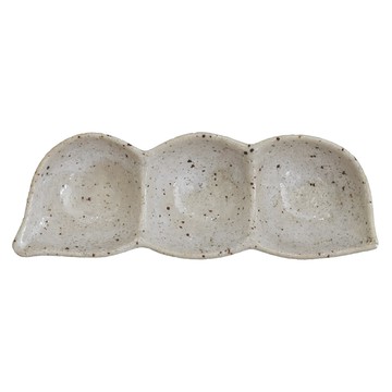 佐和陶瓷 三格皿 -日本製 寬20cm / 高7cm 瓷  白梨地  1個