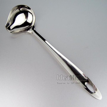 包郵加厚不銹鋼帶嘴湯勺汁勺 長柄炒菜澆汁殼 尖嘴湯瓢 烹飪湯勺