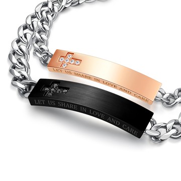 情人手鍊・十字架・白鋼・客製刻字