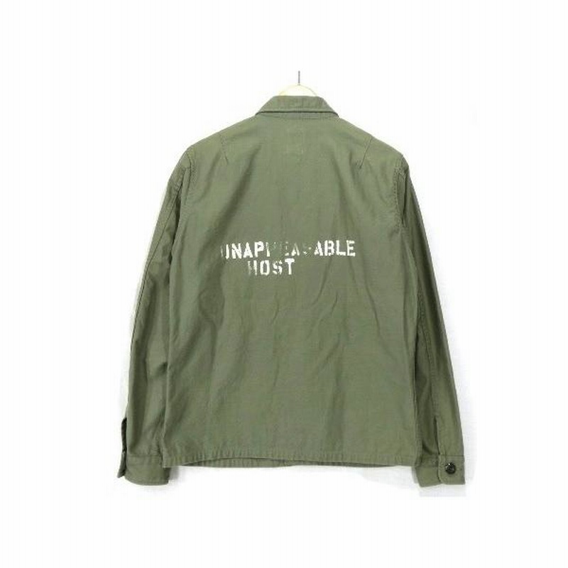 marka マーカ ジョンレノン ユーティリティシャツ JL UTILITY SHIRTS W/STENCIL. ステンシル プリント オリーブ 2  【中古】20007546 | LINEブランドカタログ