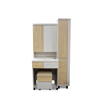 ASSARI-雲杉木2.9尺化妝桌椅組(寬87.5x深46x高170cm)立櫃左型立櫃左型