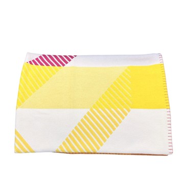 HERMES 經典H LOGO 100%cashemere拚色毛毯(210*140CM)