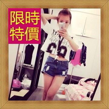 T恤 短袖露肚裝-性感流行純棉質女短版上衣55a16【獨家進口】【米蘭精品】