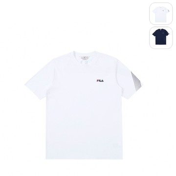 【FILA】男性 短袖 純棉圓領T恤-白色 1TEZ-1405-WT