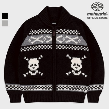 [MAHAGRID] 骷髏 Cowichan 針織毛衣_中性_韓式SKULL COWICHAN KNIT SWEATER