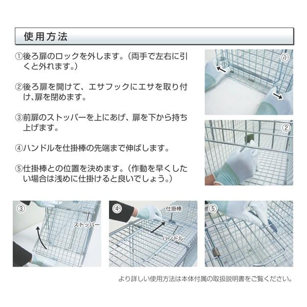 動物捕獲器 捕獲器：ジャンボRB61　200×200×610mm　2個入り【取り