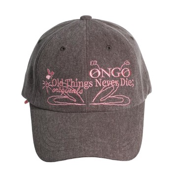 韓國 ONGO DENIM FLOWER 丹寧花朵結繩刺繡棒球帽 復古棕VINTAGE BROWN