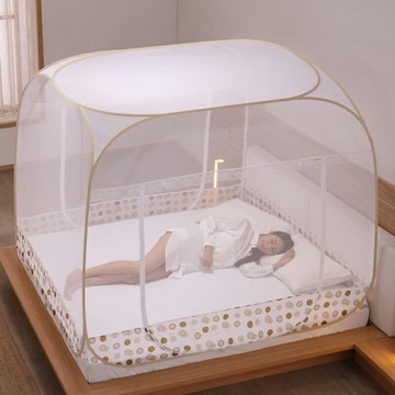 織鶯蒙古包蚊帳家用臥室免安裝2021新款三開門拉鏈方頂可折疊防摔