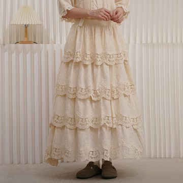 甜美蕾絲邊拼接蛋糕裙 長裙121436C
