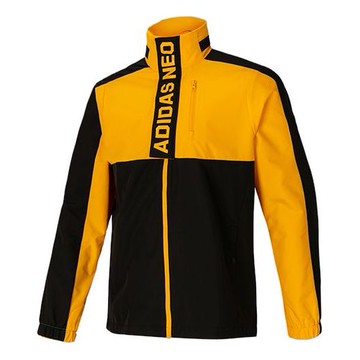 Men's adidas neo CS C/B WB Casual Sports Jacket Black Gold Colorblock