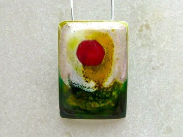 ▓░ 銀 / Ying / 戒 / Chieh / ▓░《 山景日落 》 999純銀琺瑯畫墜子/項鍊