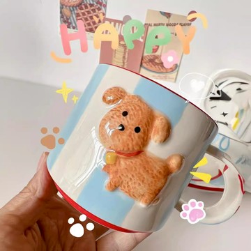 出口韓國可愛小狗杯盤組