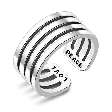 純銀戒指．線條．街頭．客製化刻字