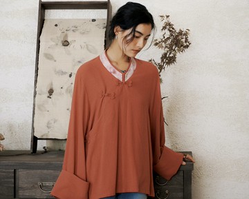 【溫暖橙調】新中式復古藏風 棉麻上衣/背心