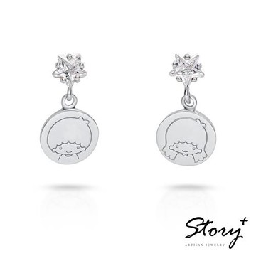 STORY 故事銀飾-雙星仙子系列 kikilala-星光純銀耳環(白K金)
