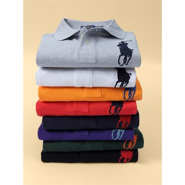 保羅夏季短袖翻領polo衫純棉寬松男t恤休閑商務歐美大碼純色體恤