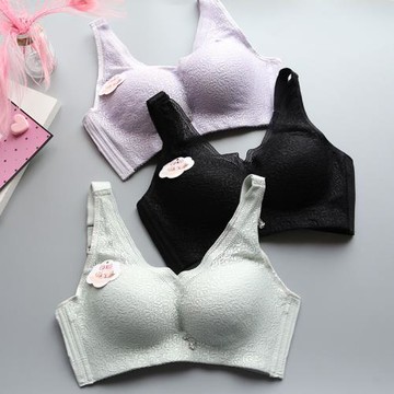內衣女薄款性感蕾絲無鋼圈無磁文胸大碼聚攏神器調整型寬肩帶胸罩