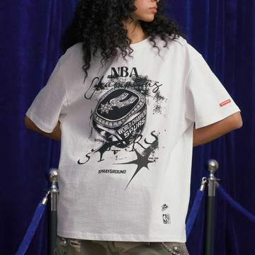 Sprayground X NBA 聯名 冠軍戒指 短袖上衣 馬刺隊 白
