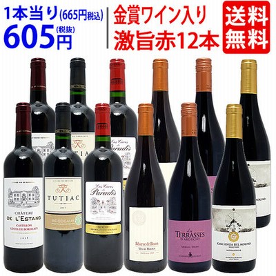 ワイン ワインセット ワイン誌高評価蔵や金賞蔵ワインも入った激旨赤１２本セット 送料無料 (6種類各2本) ^W0AK70SE^