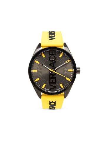 Versace - V-Vertical 40mm - women - Sapphire Crystal/stainless steel/Rubber/glass - One Size - Black
