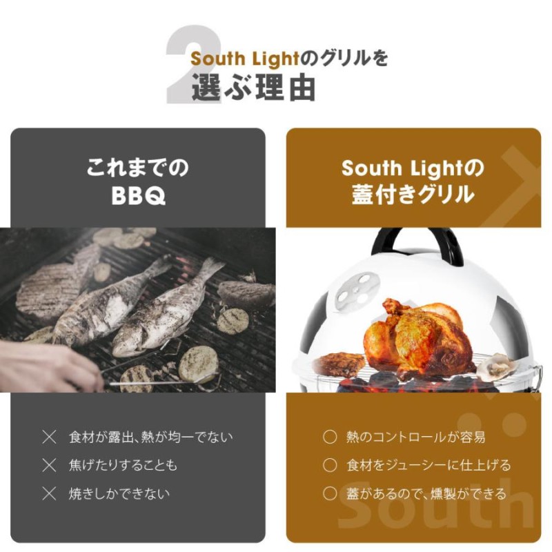 バーベキューコンロ 蓋付き 2-6人用 蒸し焼き スモーク料理 持ち運び便利 キャンプ 焚き火台 組立簡単 BBQ アウトドア South Light  sl-klfb | LINEブランドカタログ