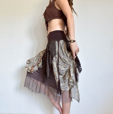 棕色部落節慶裙，大地色系精靈服飾，編織裙