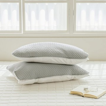 The Zari 水洗空氣絎縫綁帶奶油枕套  60 x 40cm  終極灰  2個