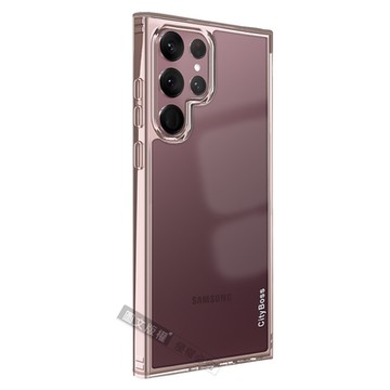 CITY晶鑽彩盾 三星 Samsung Galaxy S22 Ultra 抗發黃透明殼 氣囊軍規防摔殻 手機殼(玫瑰金)